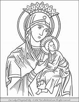 Coloring Mary Lady Perpetual Pages Catholic Help Virgin Guadalupe Color Drawing Kids Rosary Thecatholickid Drawings Fatima St Jesus Holy Family sketch template