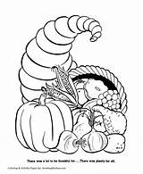 Thanksgiving Coloring Pages Harvest Fall Holiday Sheets Cornucopia Printable Kids Sheet Bible Printables Pilgrim Horn First Honkingdonkey November Annual sketch template