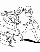 Bunny Bugs Looney Coloring4free Tunes Skateboarding Kaninchen sketch template