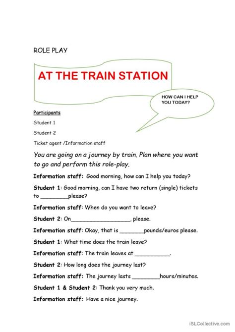 train station english esl worksheets