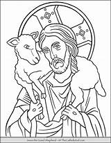 Coloring Lamb Thecatholickid Shepard Catholic Sheep Cnt sketch template
