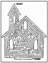 Church Coloring Printable Mazes Maze Activity Bible Activities Fun Printables Christian Colouring Sunday Crafts Children Cathedral Way Preschool Puzzle Jesus sketch template