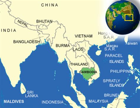 cambodia located   world map toursmapscom
