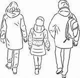 Aperto Genitori Cammina Figlia Suoi Vanno Silhouettes Bambini sketch template