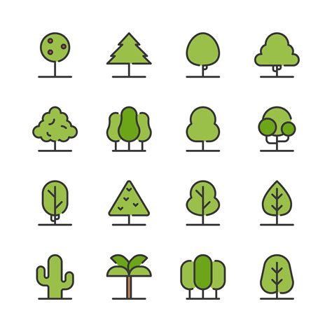 tree icon set  vector art  vecteezy