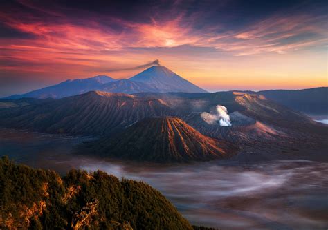 fond d écran 1920x1350 px indonésie paysage brouillard montagne