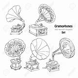 Record Player Drawing Old Gramophone Getdrawings Drawn sketch template
