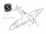 Spitfire Plane Line Drawing Pages Coloring Sketch Template sketch template