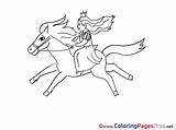 Horse Princess Coloring Riding Pages Children Sheet Title sketch template