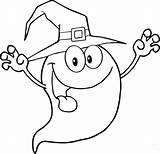 Ghost Halloween Coloring Pages Cute Smiling Printable Witch Outline Hat Drawing Tattoo High Cartoon Monster Funny Getdrawings Template Tattooimages Biz sketch template