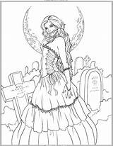 Coloring Gothic Pages Printable Adults Goth Girl Dark Adult Print Witch Colouring Fairies Fairy Book Fantasy Getcolorings Halloween Getdrawings Color sketch template