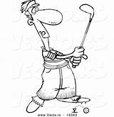Golfer Outlined Knocking Toonaday sketch template