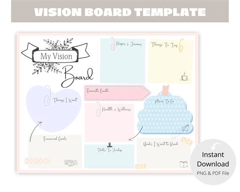 vision board printable template ready  print dream board
