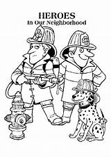 Coloring Firefighter Fire Pages Printable Safety Fireman Kids Color Dog Print Colouring Truck Firemen Drawing Policeman Dalmatian Clipart Firefighters Heroes sketch template