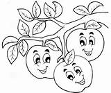 Cartoon Coloring Apples Pages Fruits Printable Apple Kids Worksheets Omalovanka Kindergarten sketch template