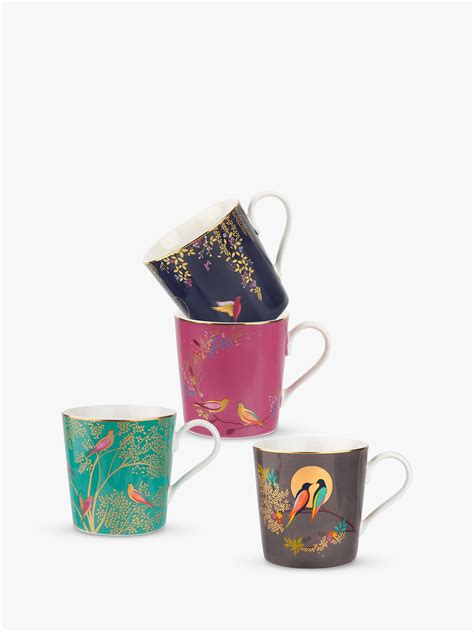sara miller chelsea collection birds mugs 340ml set of 4 assorted at