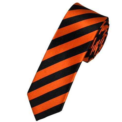 orange black striped skinny tie  ties planet uk