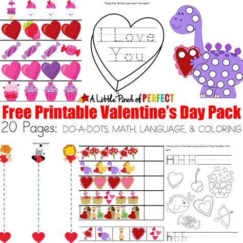 valentines day printable activity pack  pages math  language