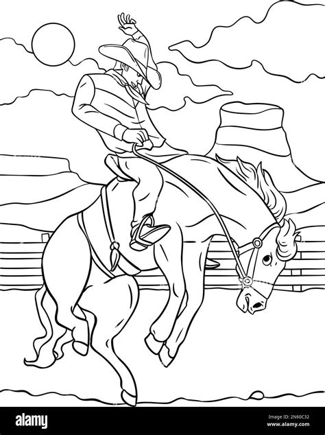 cowboy horse rodeo coloring page  kids stock vector image art alamy
