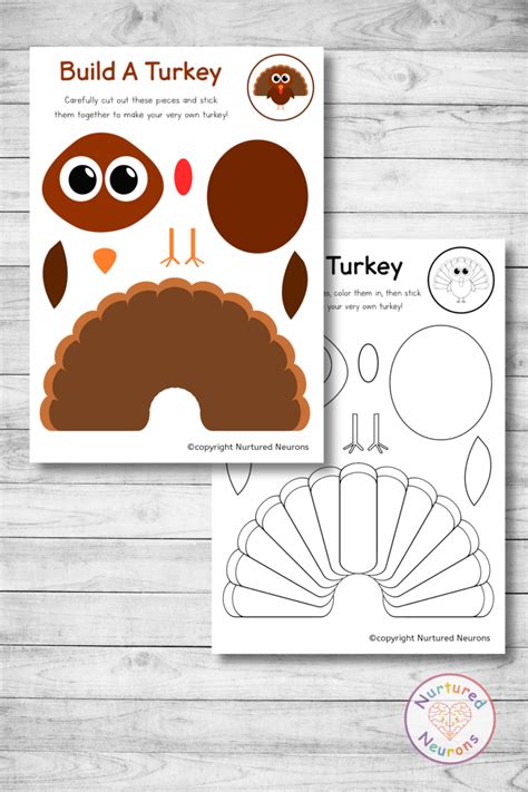 cut  paste build  turkey craft printable templates nurtured neurons