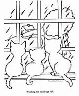 Coloring Pages Cat Cats Rain Printable Rainy Kids Looking Window Print Animal Drawing Kitties Colouring Color Cute S1180 Kitten Raining sketch template