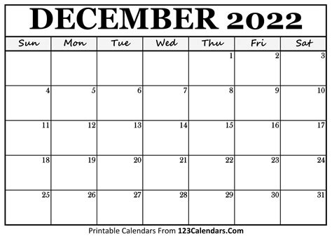 printable december  calendar templates calendarscom