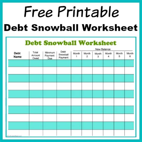 printable debt snowball worksheet