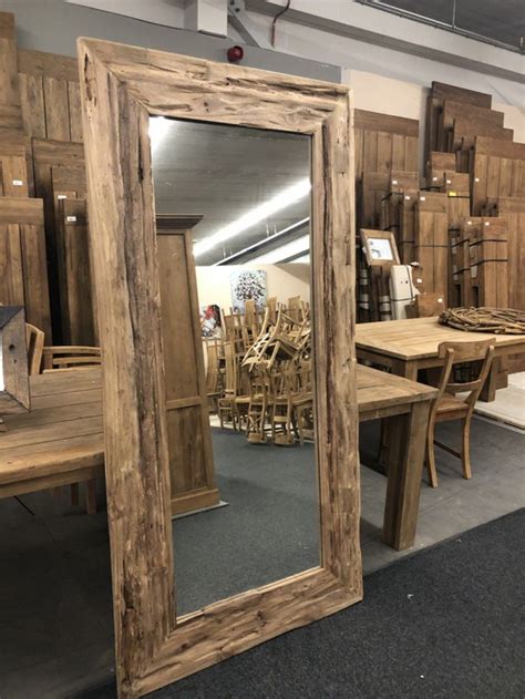 spiegel massivholz teak wandspiegel masse    cm rustic bathroom mirrors diy kitchen