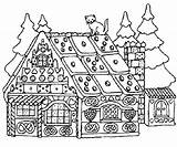 Gingerbread House Christmas Coloring Pages Adults Template Adult sketch template