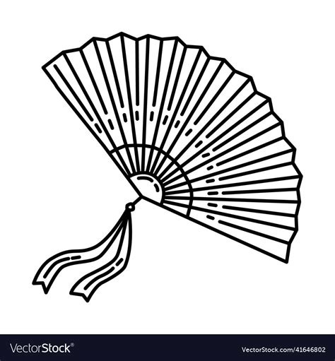 chinese fan icon doodle hand drawn  outline vector image