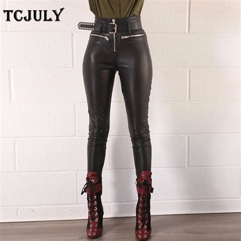 buy tcjuly wholesale sexy pu leather pants high waist
