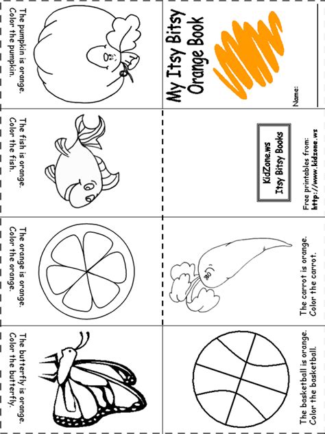 orange worksheets  preschoolers color orange book preschool