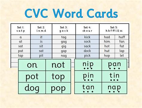 cvc words list  cards phase  teaching resources