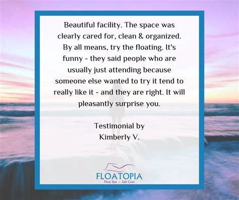 testimonial tuesday kimberly visited floatopia    impressed