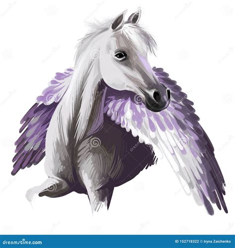Pegasus Digital Art Illustration Isolated On White Background