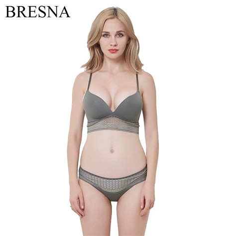 bresna smooth soft thin cup wireless bra  lace set underwear women lightly lined bra