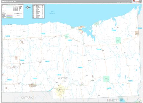 wayne county ny wall map premium style  marketmaps mapsales