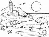 Stencil Coloring Pages Getdrawings Beach sketch template