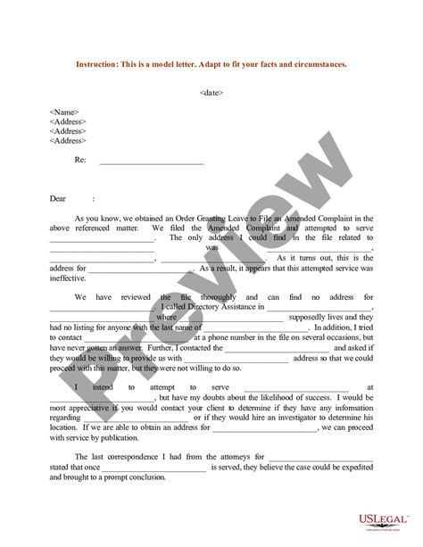 sample letter  service  amended complaint sample letter  irs