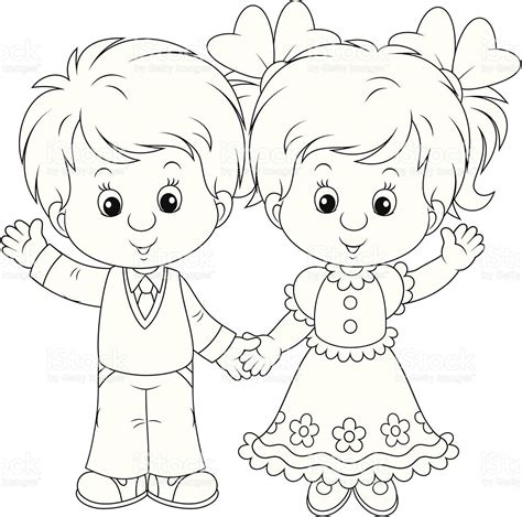 school boy  girl pages coloring pages