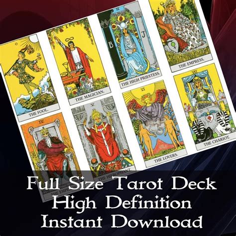 tarot deck tarot cards  print printable tarot  card etsy tarot