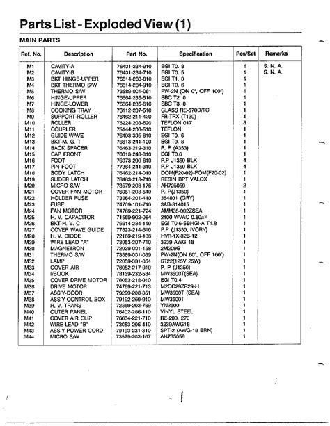 parts list exploded view page  diagram parts list  model mwtxaa samsung parts