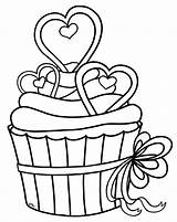 Cupcake Outline Drawing Cupcakes Clipart Coloring Line Birthday Pages Cake Cute Heart Cliparts Clip Drawings Cup Valentine Fancy Draw Hearts sketch template