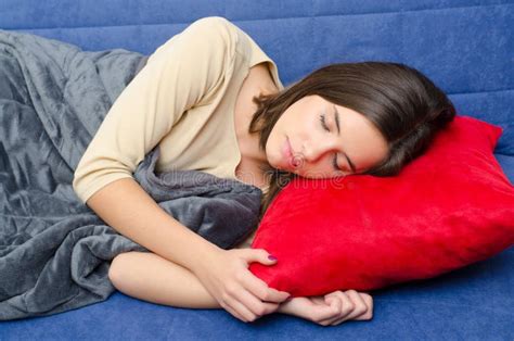 Beautiful Teenage Girl Sleeping On Sofa Stock Image Image Of Lady