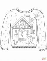 Sweater Ugly Christmas Coloring Gingerbread Pages Man Motif Printable Sweaters Color Drawing Kids Jumpers Tacky Print Sheets Adult раскраска Store sketch template