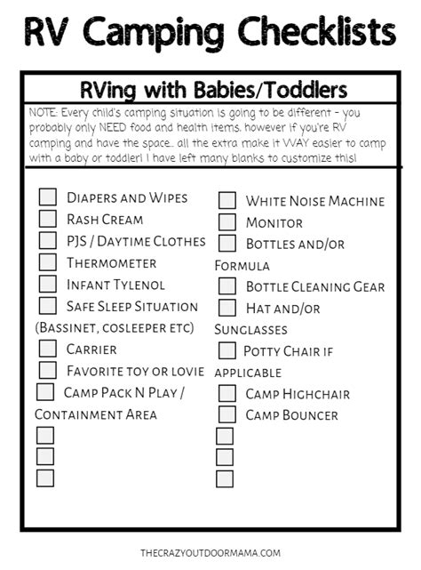 ultimate rv camping checklists   printable rv checklist pdfs
