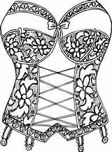 Stamps Digi Coloring Pages Embroidery Corset sketch template