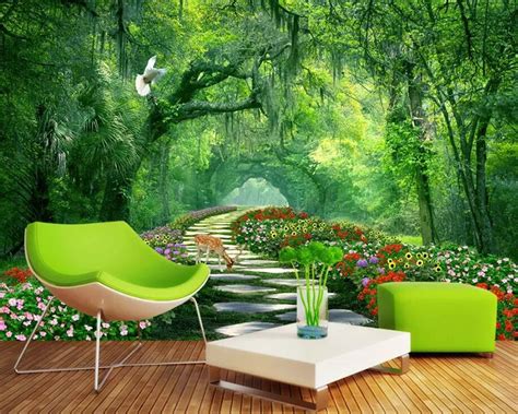 beibehang photo wallpaper forest park green road  nature landscape wall mural living room sofa