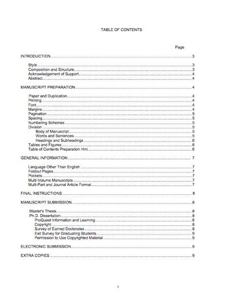 table  contents templates  examples template lab table