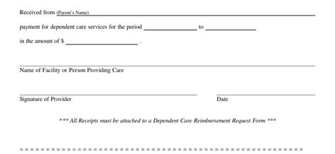 dependent care receipt fill  printable  forms